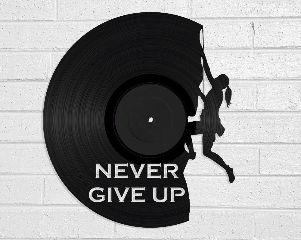 Never Give Up Vinyl Record Art Vinyl Revamp - Vinyl Record Art