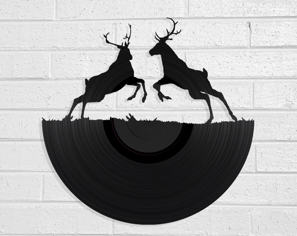 Stag Fight Vinyl Record Art Vinyl Revamp - Vinyl Record Art