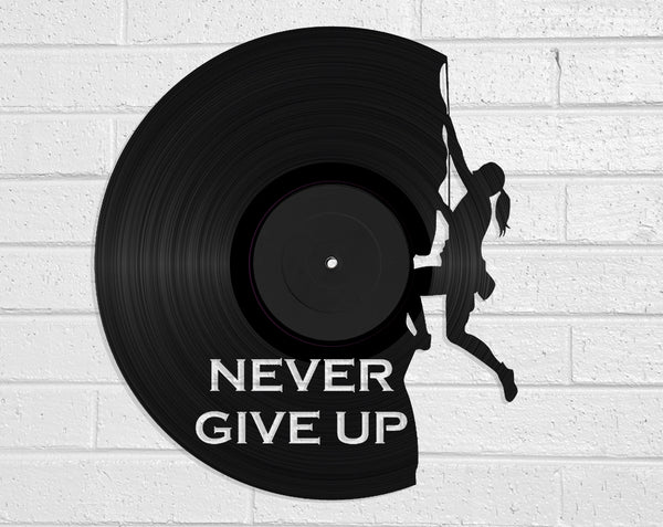 Never Give Up Vinyl Record Art Vinyl Revamp - Vinyl Record Art 