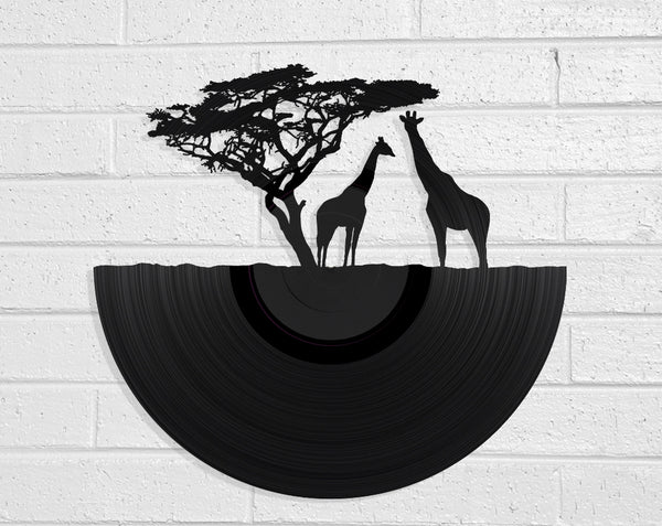African Giraffes Vinyl Record Art Vinyl Revamp - Vinyl Record Art 